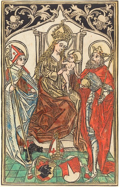 即位したマドンナと子供、聖コルビニアヌスとジギスムント 作： German 15th Century