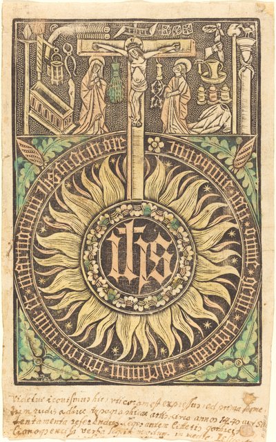 はりつけと受難のシンボルを含む神聖なモノグラフ [直訳] 作： German 15th Century