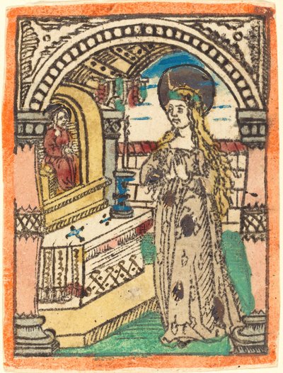 トウモロコシの穂が刺繍されたローブの聖母 作： German 15th Century
