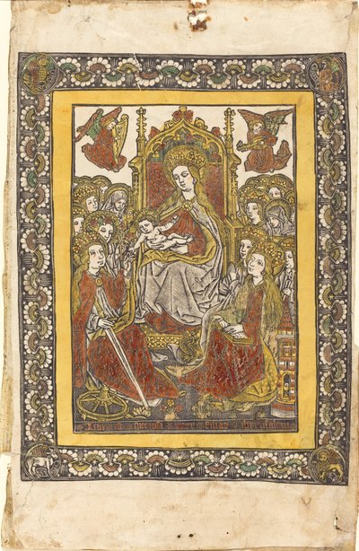 18 人の聖女が即位したマドンナ 作： German 15th Century or Master with the Mountain Like Clouds