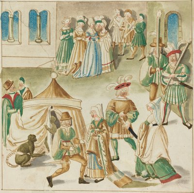 2 匹のサルとの宮廷娯楽 作： German 16th Century