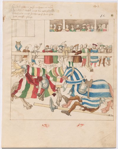 固定シールドを使用したモック ジョスト オブ ウォー 作： German 16th Century