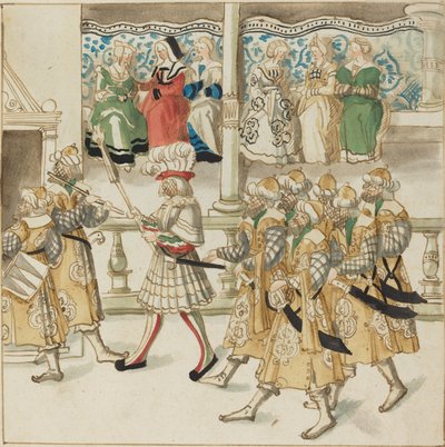 東洋の衣装で行進する騎士 作： German 16th Century