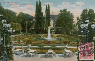 フランクフルト、パルメンガルテン、花壇。1913年に送られた絵葉書。 作： German Photographer
