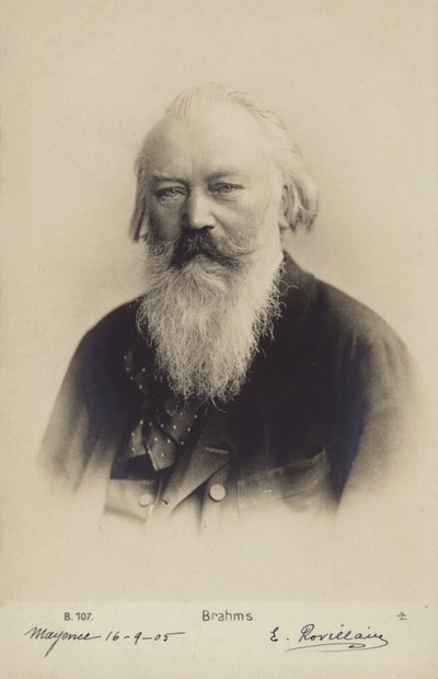 ヨハネス・ブラームス、ドイツの作曲家、ピアニスト（1833-1897）（モノクロ写真） 作： German Photographer
