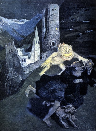トロルの楽しい夜の恐ろしい通行人（colout litho） 作： German School