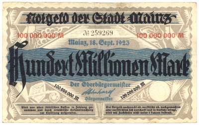 1億2千万枚の紙幣、1923年 作： German School