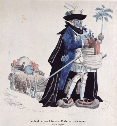 1832年の流行時にコレラから守られた男 作： German School