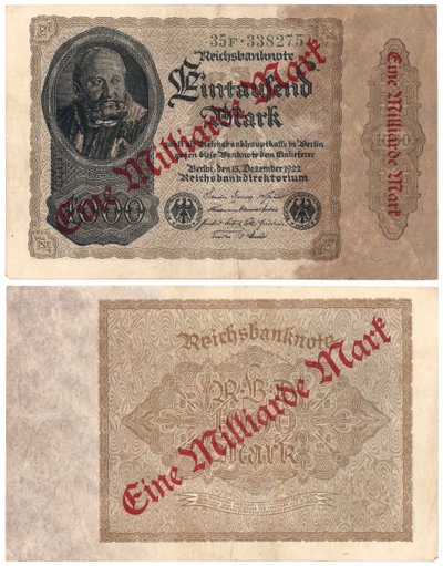 10億マルク紙幣、1922年 作： German School
