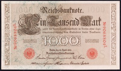 千印紙幣、1910 作： German School