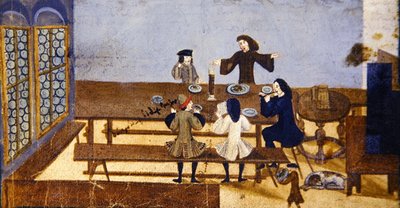 酒場の室内で酒を飲む人物たち（1690年頃）（紙にガッシュ 作： German School