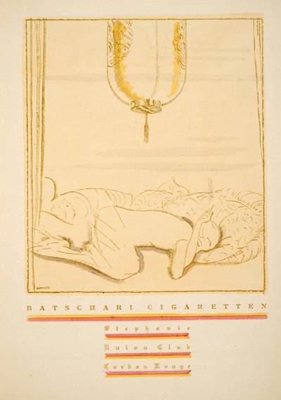 Styl, pub.1922より "Batschari Cigaretten "の広告（ポショワール版画） 作： German School
