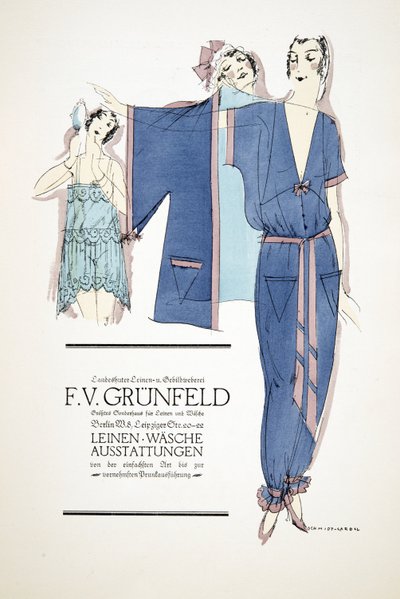 F.V.グリュンフェルド」の広告（1922年発行のStyl誌より）（ポショワールプリント 作： German School