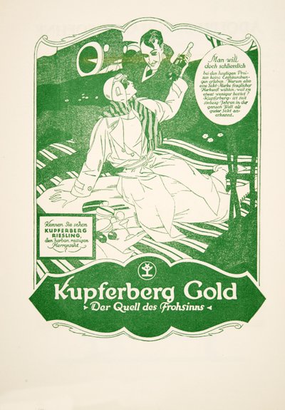 クプファーベルク・ゴールドの広告、『Styl』1922年発行より（ポショワール版画） 作： German School
