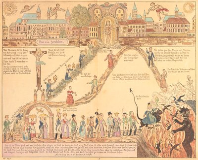 1830年頃、GNベナーによって発行されたキリスト教と地球の寓意的な描写、ニュルンベルク 作： German School