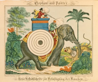 ノイルピナービルダーボーゲンの象とパンター、1850年 作： German School