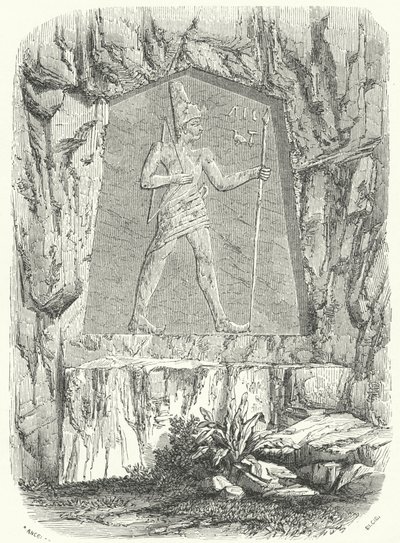 ファラオ「セソストリス」または「ラメセス2世」を描いたとされる古代エジプトのレリーフ（彫刻 作： German School
