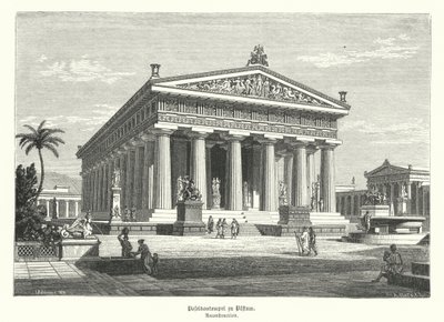 イタリアのパエストゥムにある古代ギリシャのヘラ神殿、以前は間違ってポセイドンに捧げられたとされていた（彫刻 作： German School