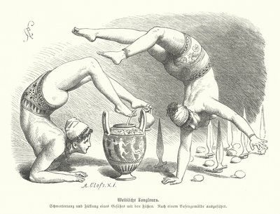 古代ギリシャの女性アクロバット（彫刻 作： German School