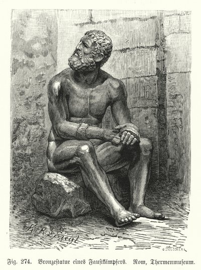 古代ギリシャ・ローマ時代のボクサーの座像（彫刻 作： German School