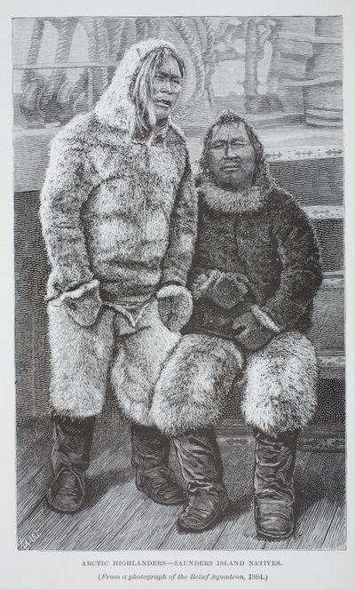 アークティックハイランダーズ-サンダースアイランドネイティブ、パブ。ロンドン1886（彫刻） 作： German School