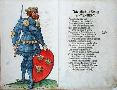 ドイツ王アリオヴィストゥス、「ドイツ民族の最初の12人の古い王と王子の起源」より 作： German School