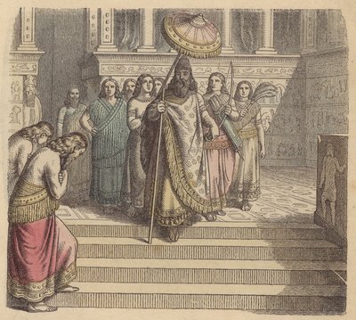 アッシリアの王とその側近（彩色済み彫刻 作： German School