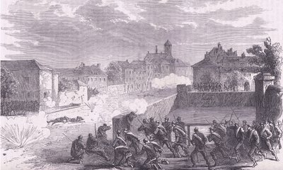 ル・ブルジェへの攻撃（Cassells History of the War between France and Germany, published by Cassell and Company Limited, c.1890 (litho) 作： German School