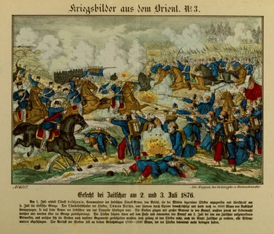1876年7月2〜3日、ザイェカルでの戦い、最初のセルボオスマン戦争（1876-77）、ノイルピナービルダーボーゲン、1876年 作： German School