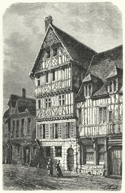 フランスの劇作家、ピエール・コルネイユのルーアンでの生家（版画 作： German School