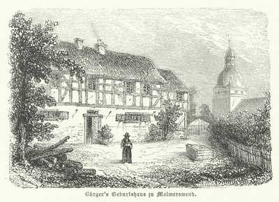 ドイツの詩人ゴットフリート・アウグスト・ビュルガーの生誕地、モルマーウェンデ（版画 作： German School