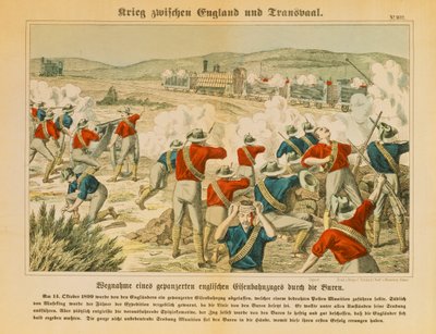 ボーアーズは1899年10月14日、マセーキング近くの第二次ボーア戦争の間に装甲されたイギリスの列車を押収しました。 作： German School