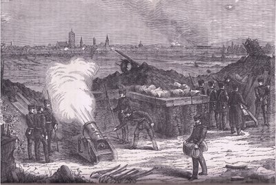 シェールシュタットへの砲撃（Cassells History of the War between France and Germany, published by Cassell and Company Limited, c.1890 (litho) 作： German School