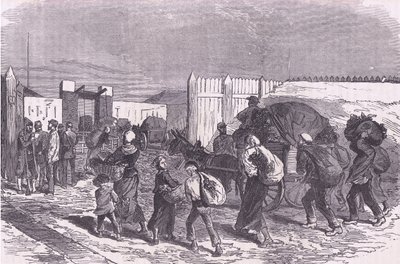 郊外から野菜を運んできた（Cassells History of the War between France and Germany, published by Cassell and Company Limited, c.1890 (litho)）。 作： German School