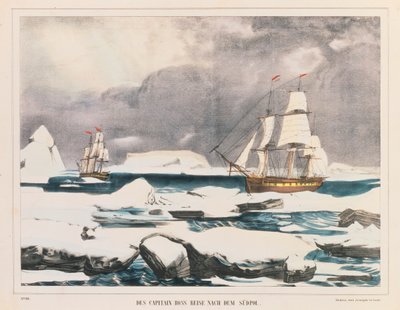 1839年から42年の間にJ.ショルツ、マインツによって出版されたイギリスの極地探検家、南極大陸へのキャプテンロス遠征 作： German School