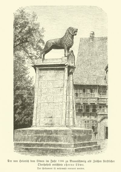 1166年にヘンリー獅子がブランズウィックに建てたブロンズ獅子（彫刻 作： German School