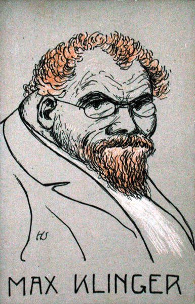 マックス・クリンガー（1857-1920）の風刺画（カラーリトグラフ） 作： German School