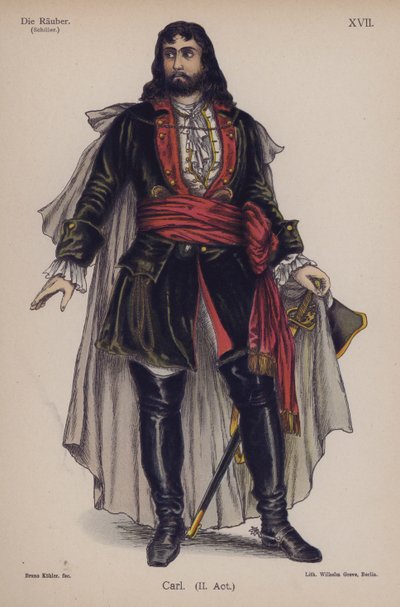 Friedrich Schillerの「Die Rauber（強盗）」よりCarl（カラーリトグラフ版 作： German School