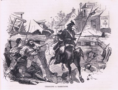 バリケードへの突入（Cassells History of the War between France and Germany, published by Cassell and Company Limited, c.1890 (litho) 作： German School