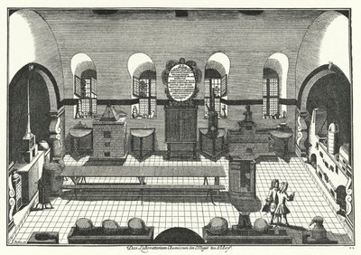 アルトドルフ大学の化学実験室（彫刻 作： German School