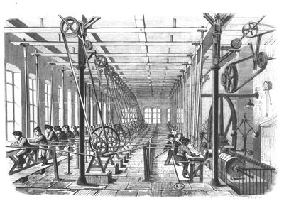ドイツ、アシャッフェンブルクの製紙工場の児童労働者、1858年 作： German School