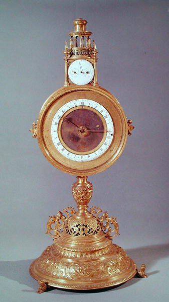 1564年、アウグスブルクのカーディナルドゥグランヴェルに属するモンストランスの形の時計（金メッキ銅） 作： German School