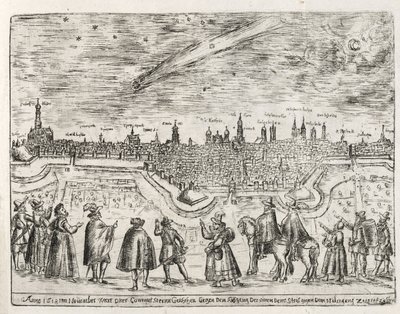 1618年11月末にアウグスブルクで見られた彗星。 1618年 作： German School