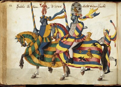 トーナメントに備えた出場者たち、1640年頃（ペンとインク、水彩とウォッシュ画 作： German School