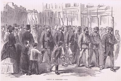 脱走兵のコンボイ-パリ、1890年頃、Cassell and Company Limited発行のCassells History of the War between France and Germany (litho) 作： German School