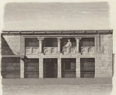 中央シリアにある古代ギリシャの家の中庭。ビルダーアトラスのためのイラスト（エングレービング 作： German School