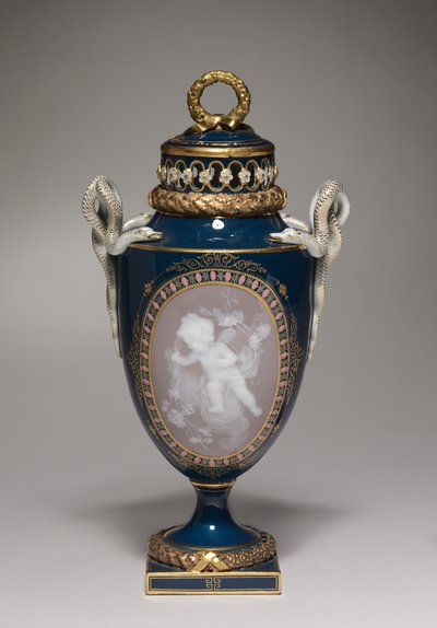 カバー付き花瓶、マイセン磁器工場、ドイツ、1881年 作： German School