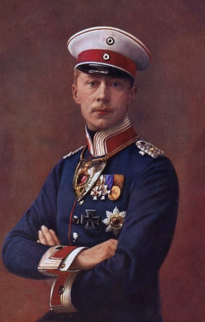 ドイツ皇帝ヴィルヘルム2世の長男ヴィルヘルム皇太子（カラーリトグラフ） 作： German School