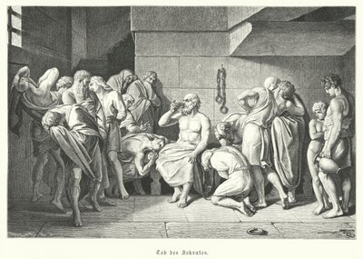古代ギリシャの哲学者ソクラテスの死、紀元前399年（エングレービング 作： German School