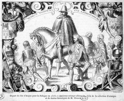 1573年、アンジュー公爵のポーランドへの出発（ポーランド王に選出され、王冠を手にする） - ヘニン氏の版画・歴史画コレクションから、ドイツの古い版画を紹介。 作： German School